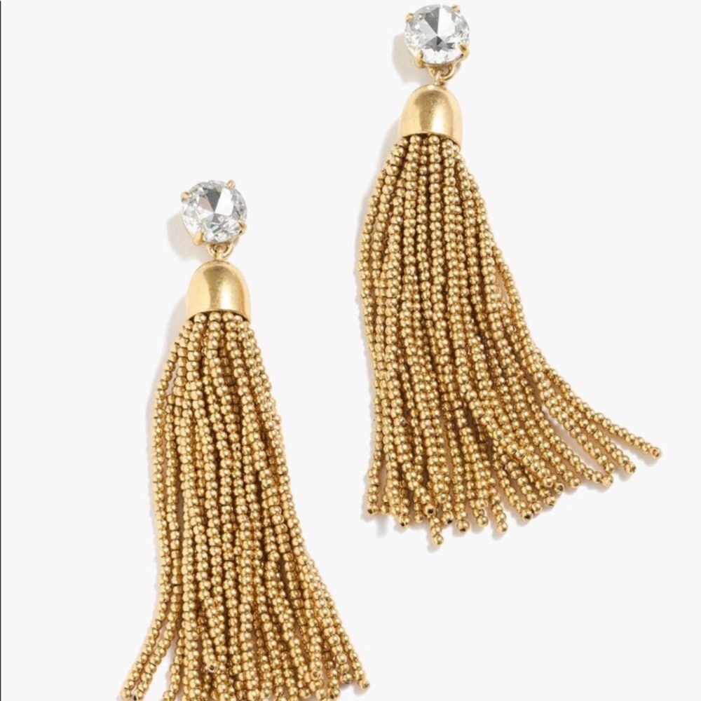 J.Crew gold beaded tassel earrings